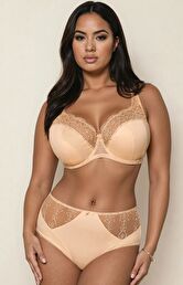 Figi damskie z wysokim stanem beżowe VF-10355