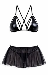 Wetlook czarny komplet damski Behati