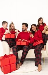 Piżama damska na długi rękaw i długie spodnie czerwona Rozana