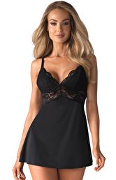 Obsessive 810-BAB-1 czarna koszulka babydoll i stringi